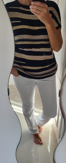 MADELEINE navy beige and gold knit Sz M (Fit 12-14UK) - Rrp 149 (New)