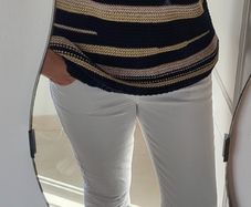 MADELEINE navy beige and gold knit Sz M (Fit 12-14UK) - Rrp 149 (New)
