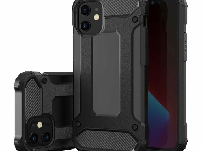 Black Shockproof Armour Case For iPhone 12, iPhone 12 PRO Hybrid Back Cover