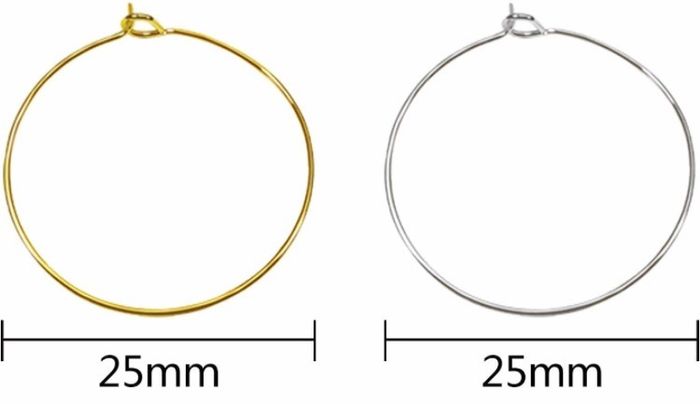 200pcs Wine Glass Charm Rings Silver Tone and Golden Earring Beading Hoop 25mm for Craft Making Party Favor (FREE POSTAGE)