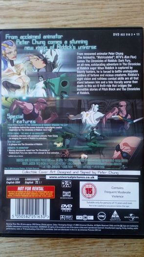 DVD Animation Chronicals of Riddick.  Dark Fury