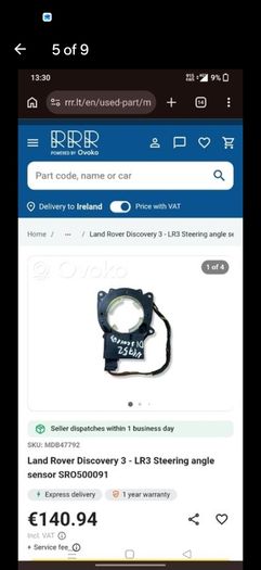 SR0500110 - Steering Angle Sensor for Range Rover Sport (2006-09), Discovery 3 and Range Rover L322 (2007-2009) - Genuine Land Rover
