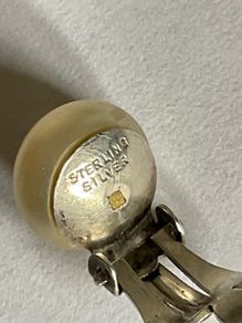 vintage mid century sterling silver pearl clip on earring circa