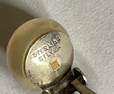vintage mid century sterling silver pearl clip on earring