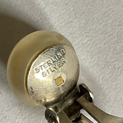 vintage mid century sterling silver pearl clip on earring circa