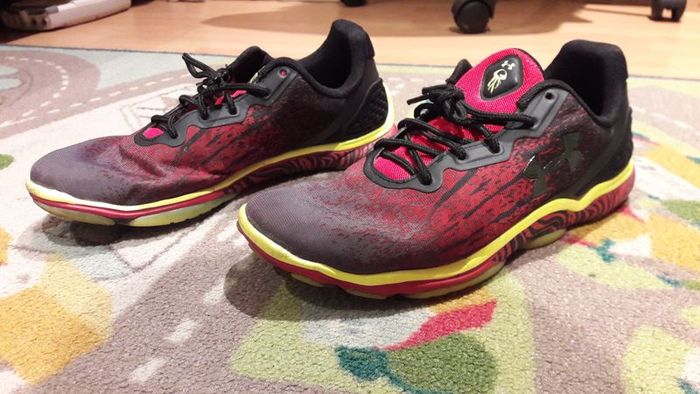 Under armour red black shoes
