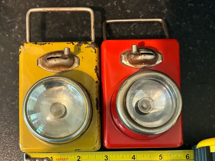 2 x Vintage 50'/60's French Metal Lamps/Torches