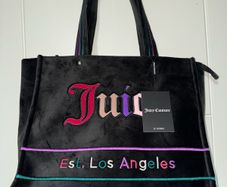 BNWT Juicy Couture Iris Large Velvet Tote Bag with Pouch