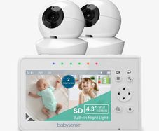 Babysense V43: Video Baby Monitor with 2 Cameras, Non Wifi, Split Screen & Night Light Machine