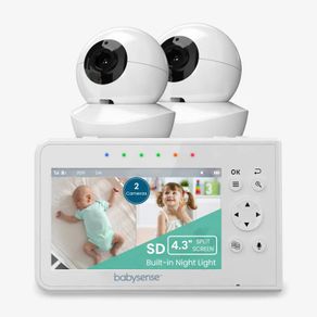 Babysense V43: Video Baby Monitor with 2 Cameras, Non Wifi, Split Screen & Night Light Machine