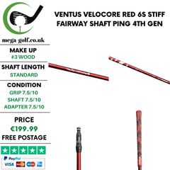 Ventus Velocore Red 6S Stiff #3 Wood Shaft / Ping 4th Gen