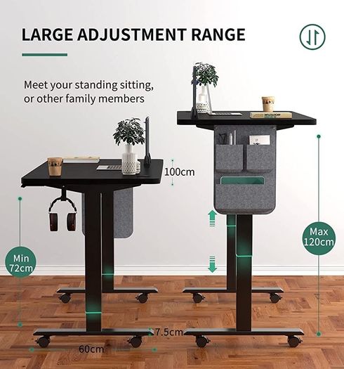 Electric Standing Desk Height Adjustable Standing Desk Sit Stand Desk Stand Up Desk with Headphone Hook 100x60cm Desktop (FREE SHIPPING)