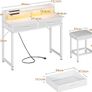 Dressing Table with LED Light Strip, Adjustable Colorful Brightness, Vanity Table with USB Power Outlets, White Vanity Desk with Stool, Makeup Desk with 2 Fabric Drawers, no Mirror, 80 /40/90cm Image 2