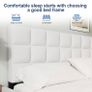 Double Bed Frame, Easy Assembly, Sturdy Wooden Slat Support, Upholstered Platform with Headboard, No Box Spring Needed, White Double Bed 135x190 Image 5