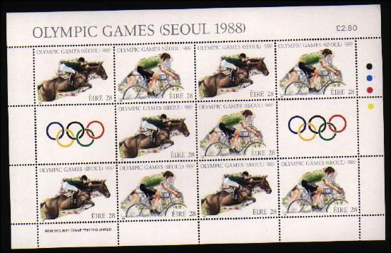 1988 Ireland Olympics Commemorative Stamps Sheetlet Mint Never Hinged (MNH)