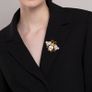 White Meenakari / Enamelled Bee-Shaped Brooch / Lapel Pin Image 2
