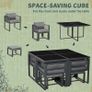 8 Seater Garden Dining Cube Set - Aluminium Outdoor Furniture Set Including Dining Table, 4 Chairs, and 4 Footstools with Cushions, Grey Image 4