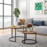 Black Round Coffee Table Set of 2 Side Table for Living Room,69.5x49cm Industrial Stacking End Tables,Wood Look Accent Furniture with Metal Frame End Table for Bedroom Decorations,Black Image 3