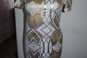 Lovely TOPSHOP Dress up white golden print mini open back dress size UK12 EU40 Perfect condition Postage included