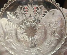 Glass Bowl and 3 Glass Candlesticks
