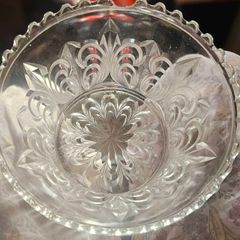 Glass Bowl and 3 Glass Candlesticks