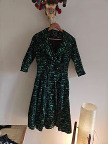 Trashy Diva by Candice Gwinn Vintage Style Green & Black Midi Dress