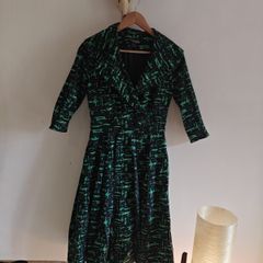 Trashy Diva by Candice Gwinn Vintage Style Green & Black Midi Dress