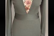 dress Bnwt pretty little thing low cut front long sleeve dress size 10