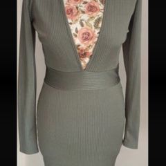 dress Bnwt pretty little thing low cut front long sleeve dress size 10