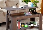 Lift Up Top  100cm Modern-Coffee Table Desk Hidden Storage Bottom Shelf Living Room