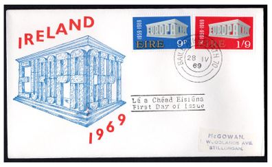 1969 Ireland Europa (CEPT) Commemorative Stamps First Day Cover (FDC)