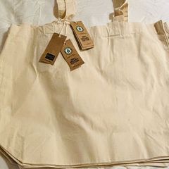 6x Westford Mill Organic Cotton Tote Bags, Cream, Brand New With Tags
