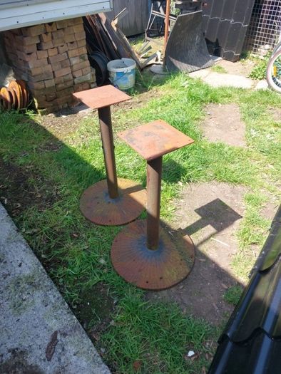 two cast iron table bases 25ins high Base diameter 17ins 25euro for both