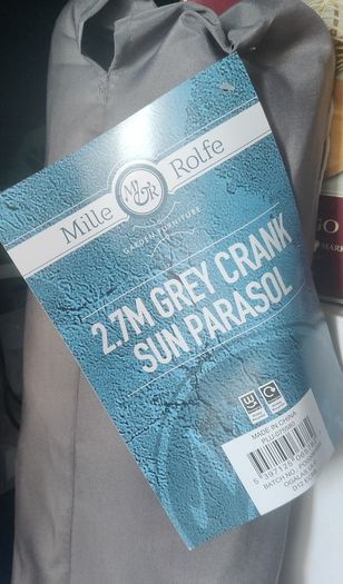 Parasol. 2.7M Crank Sun Parasol - Grey