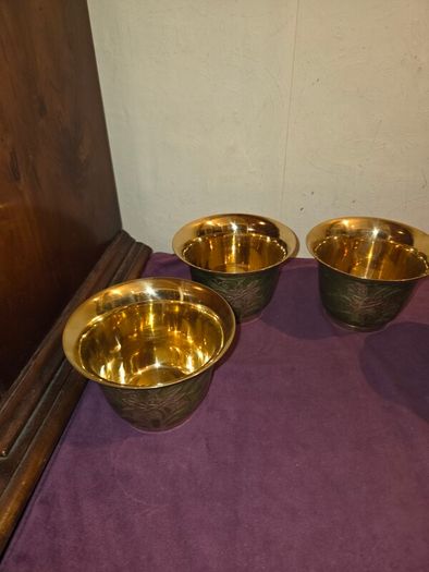 Set of 4 Cloisonne Brass Planters