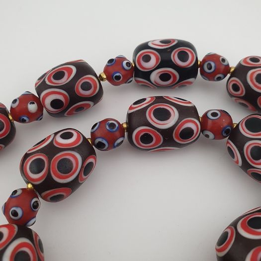 Antique Venetian Style Eyes Glass Big Beads Necklace