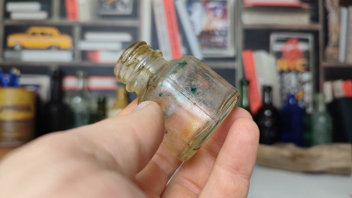94 - Two Vintage Glass Screw Top Inkwell Bottles