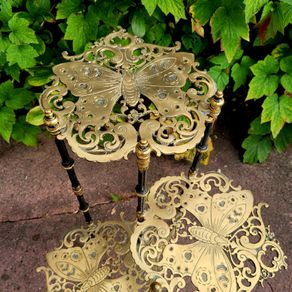 Antique art noveau butterfly brass plant stand