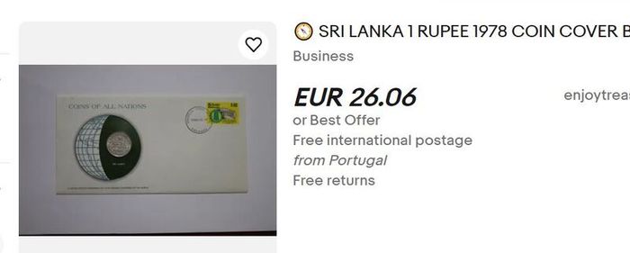 Sri Lanka 1978 Rupee Coin Stamp cover BUNC