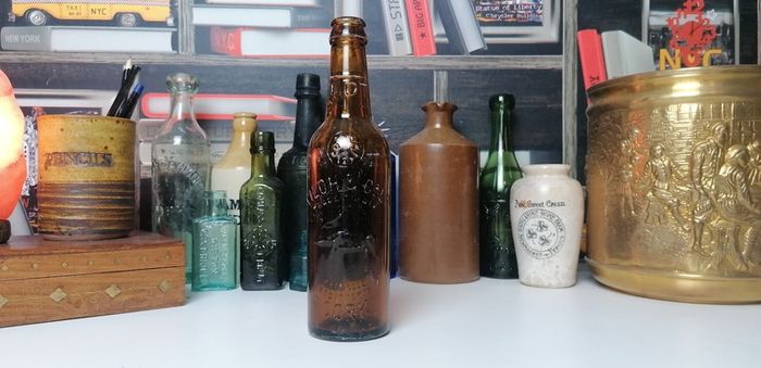 38 - Vintage Kiloh Beer Bottle Embossed Letters Brown Glass Cork