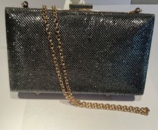 Gunmetal Grey  Pewter Shimmering Box Clutch Bag