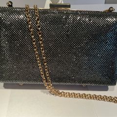 Gunmetal Grey  Pewter Shimmering Box Clutch Bag