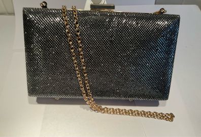 Gunmetal Grey  Pewter Shimmering Box Clutch Bag