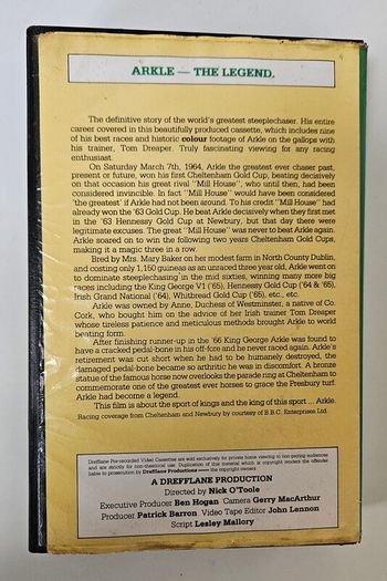 Arkle The Legend Vhs Film - Nick O'Toole - Niall Tobin - Irish Horse Racing Collectible