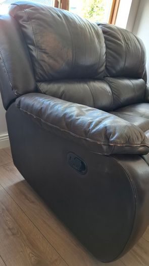 2 seater recliner brown leather