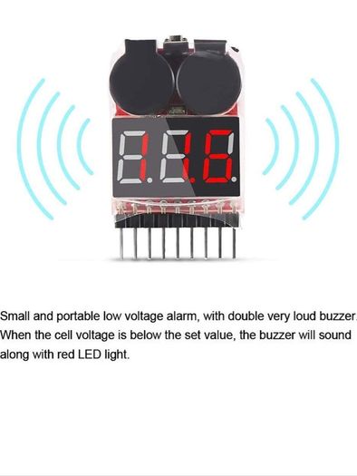 1-8s Lipo Li-ion Battery Voltage Tester Monitor RC Low-Voltage Buzzer - postage included