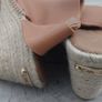 tan leather wedge samdals size 6 Image 3