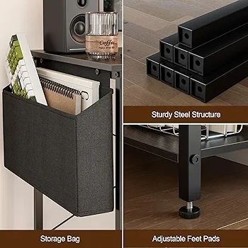 120x80 cm L Shaped Gaming Desk with Reversible Storage Shelves, Computer Desk Home Office Corner Study Writing Table with Hutch, Study, Black