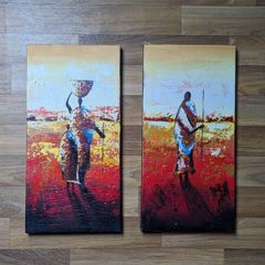 Two African Landscape Painting Masai Mara Canvas