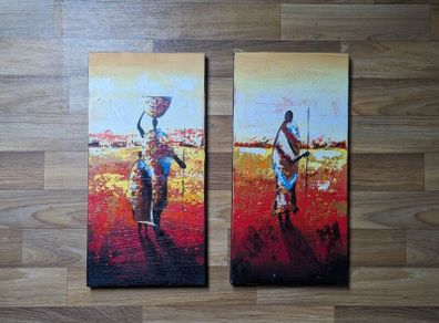 Two African Landscape Painting Masai Mara Canvas